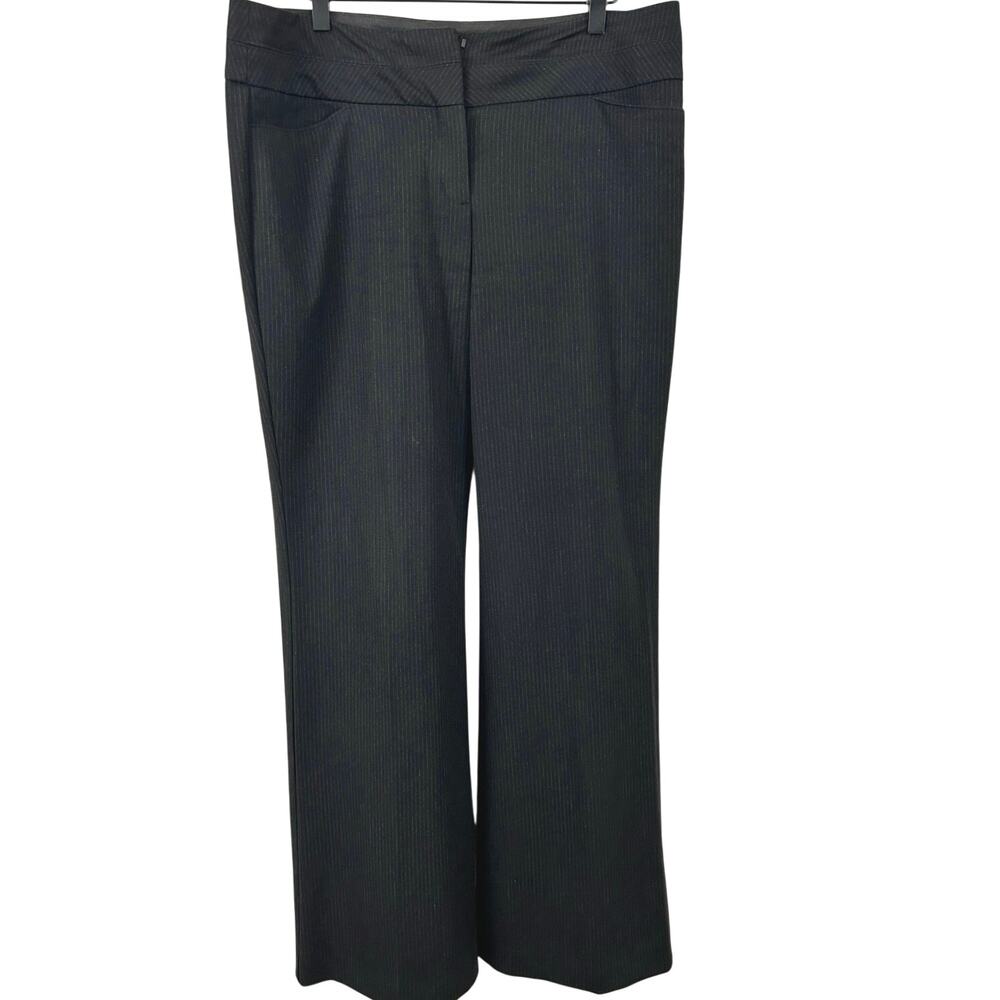 Express Editor Pants 12R Black Pinstripe Stretch Flare Trouser Career Y2K